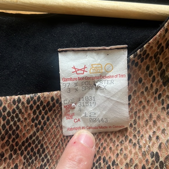 🌺2 for 50$🌺 Vintage 1980s Black Midi Dress with Faux Brown Snakeskin - Picture 3 of 13